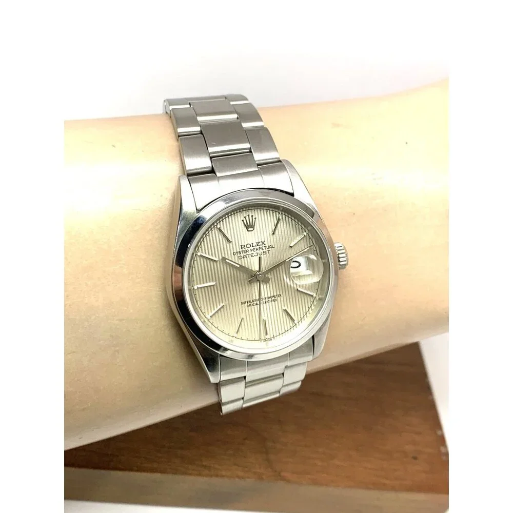 Rolex Datejust Men's Watch 16200 Vintage 1995 Swiss Automatic Tapestry Dial 36mm